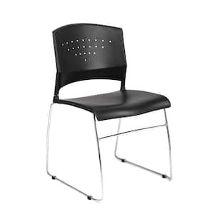 Side Chair Black Plastic Seats Steel Frame Chrome Stackable