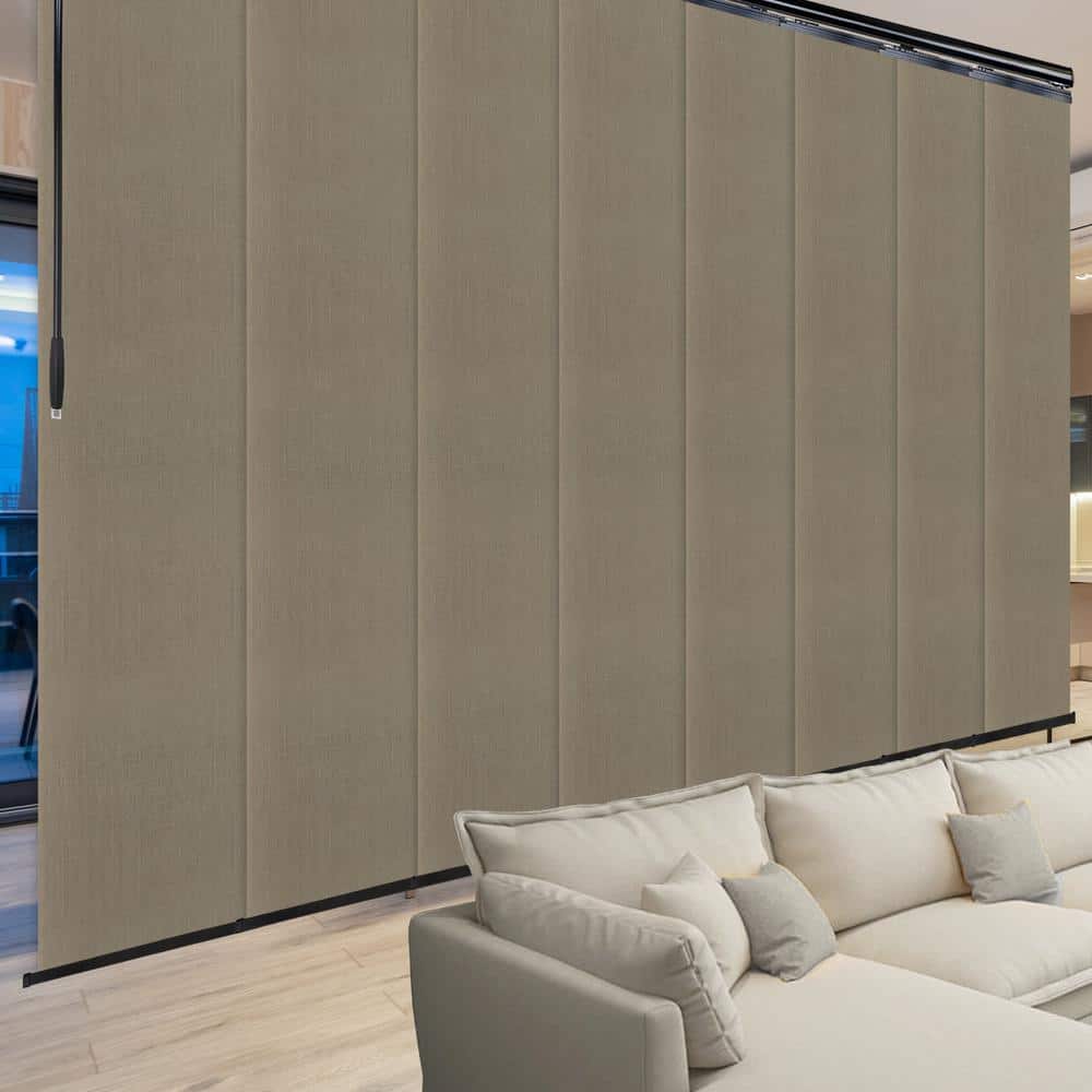 Linen Beige 130 in. to 175 in. W x 94 in. L Adjustable 8-Panel Double Rail Panel Track with 23.5 in. Slates in Black price history on PriceWatchPro