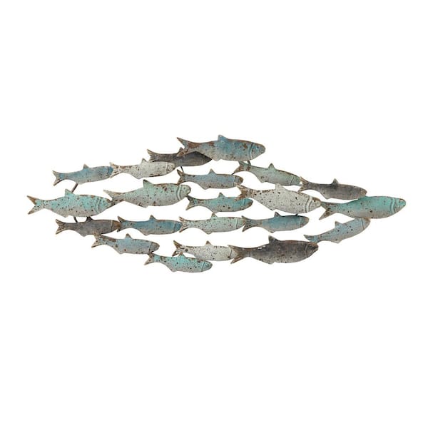 Storied Home Rubber Wood School of Fish Wall Art