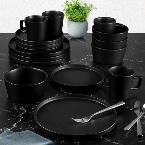 Zulay Kitchen 16-Piece Stoneware Dinnerware Set for 4, Chip and