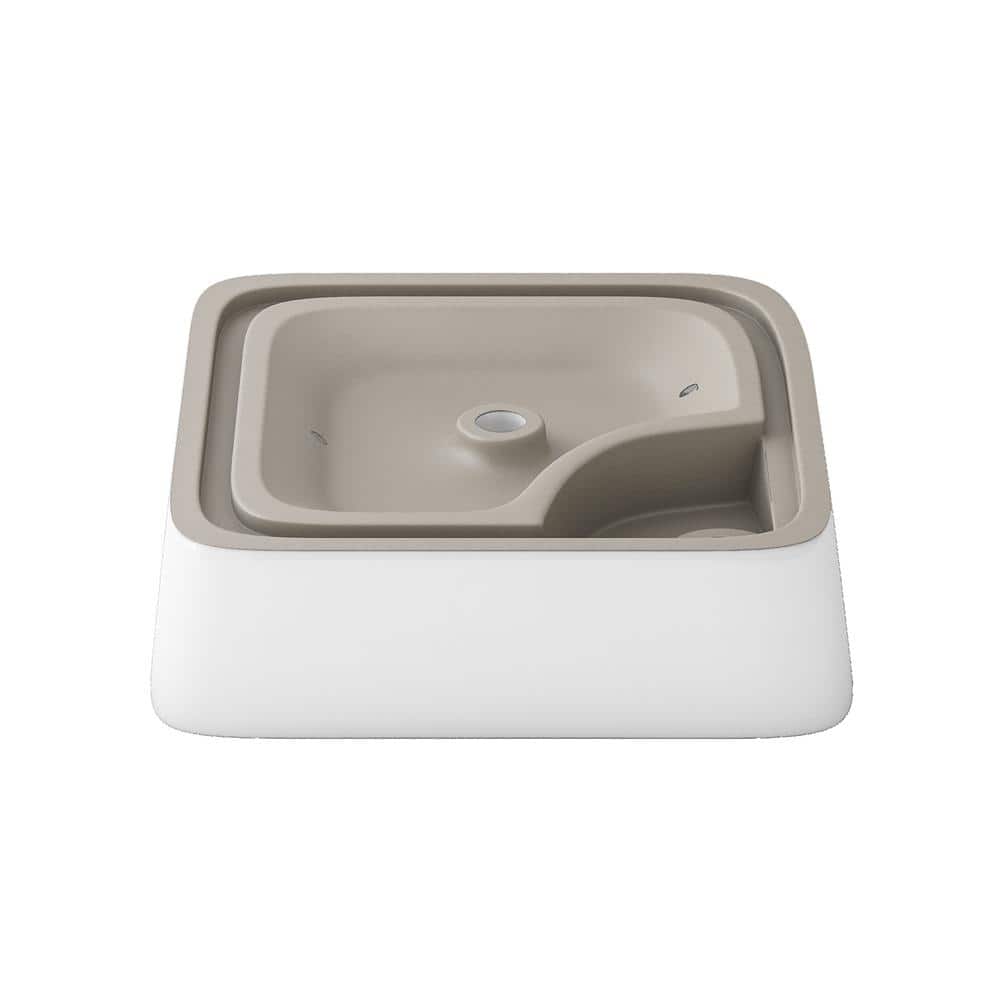 Altair 17'' White Ceramic Square Bathroom Sink with Overflow