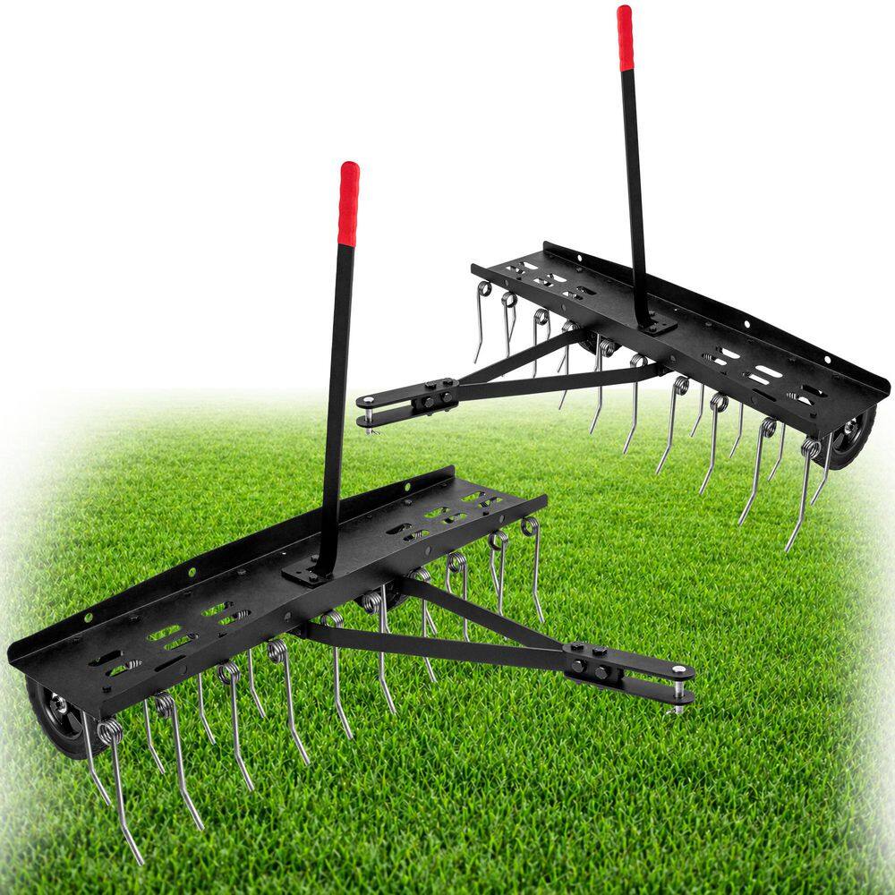40 in. Tow Behind Dethatcher with 20 Steel Spring Tines Outdoor Lawn ...