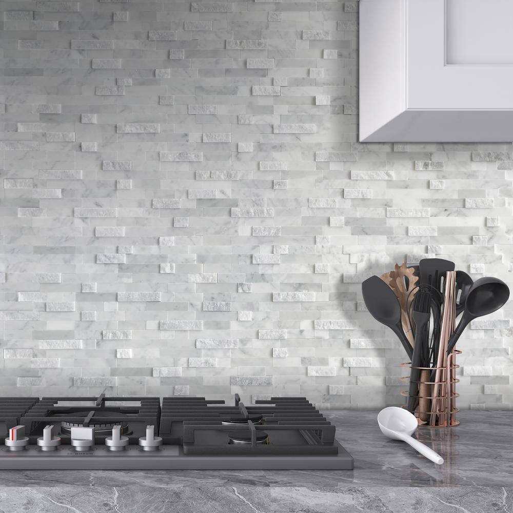 Mixed Gray 12x12 Natural Marble Peel and Stick Mosaic Tiles