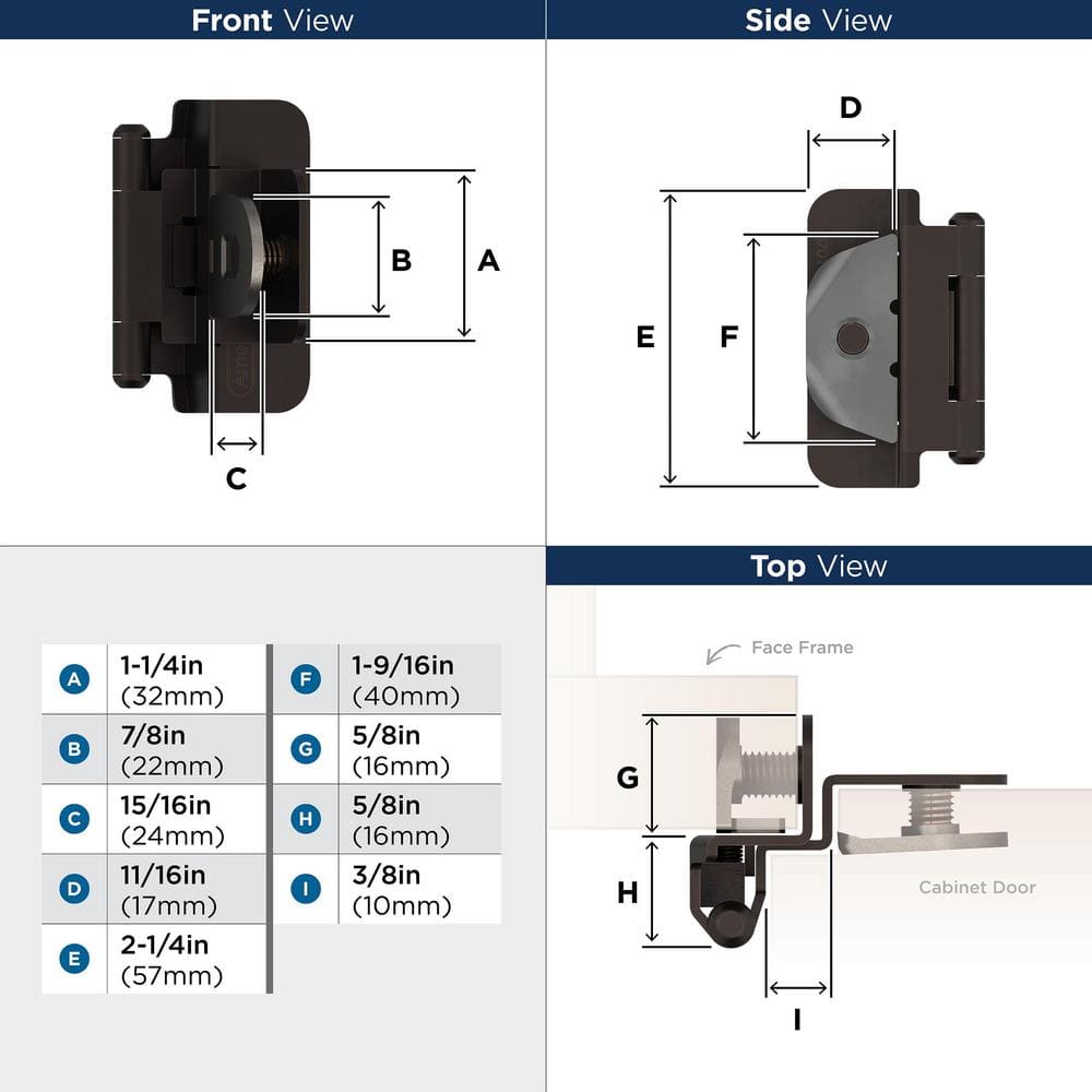Oil Rubbed Bronze 105-Degree Inset Cabinet Hinge