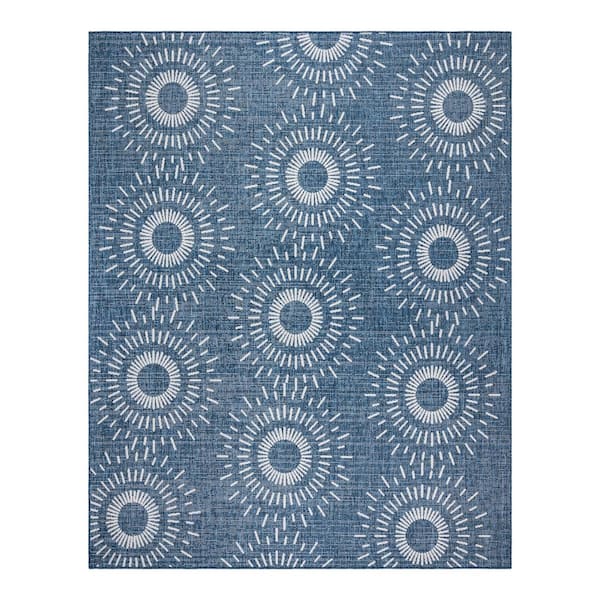 Paseo Tiaret Navy 9 ft. x 13 ft. Geometric Indoor/Outdoor Area Rug