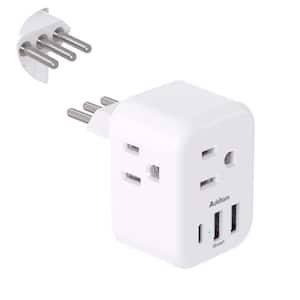 3.1 Amp. 3 Prong Grounded Plug Travel Adapter with 3 USB Ports USB C Type L Outlet Adapter Charger for USA to Italy