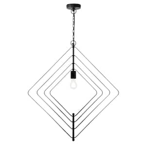 Taylor 40-Watt 1-Light Black Shaded Pendant Light with Metal Shade