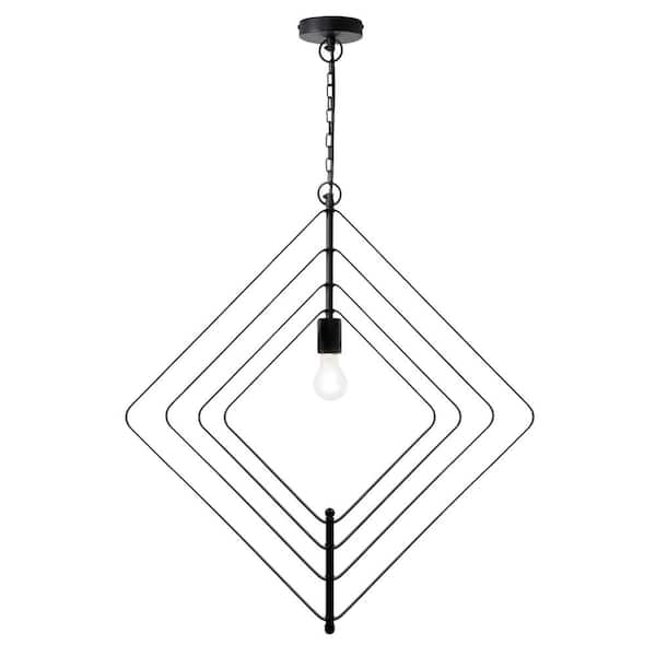 River of Goods Taylor 40-Watt 1-Light Black Shaded Pendant Light with Metal Shade