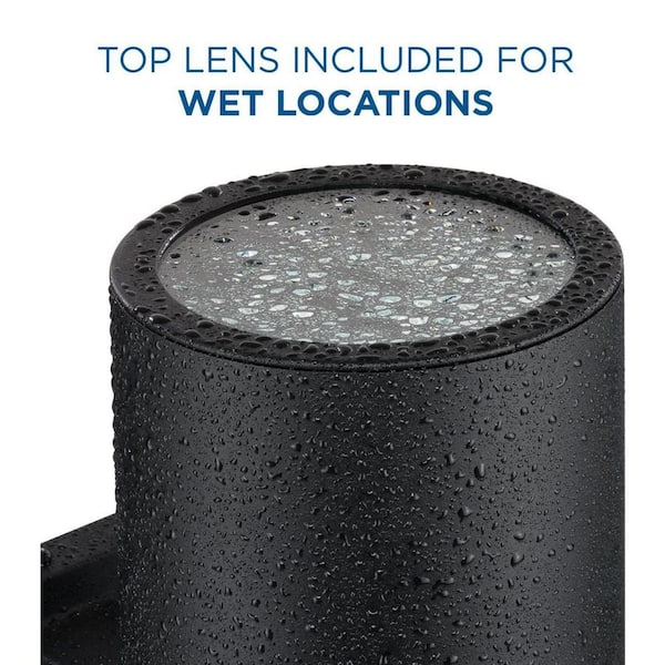 Coastal 14 in. Black LED Outdoor Wall Cylinder Light Square Aluminum Modern Cylinder