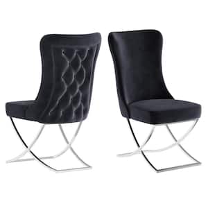 Majestic Black/Silver Upholstered Dining Side Chair (Set of 2) (20 in. W x 37.5 in. H) No Assembly Required