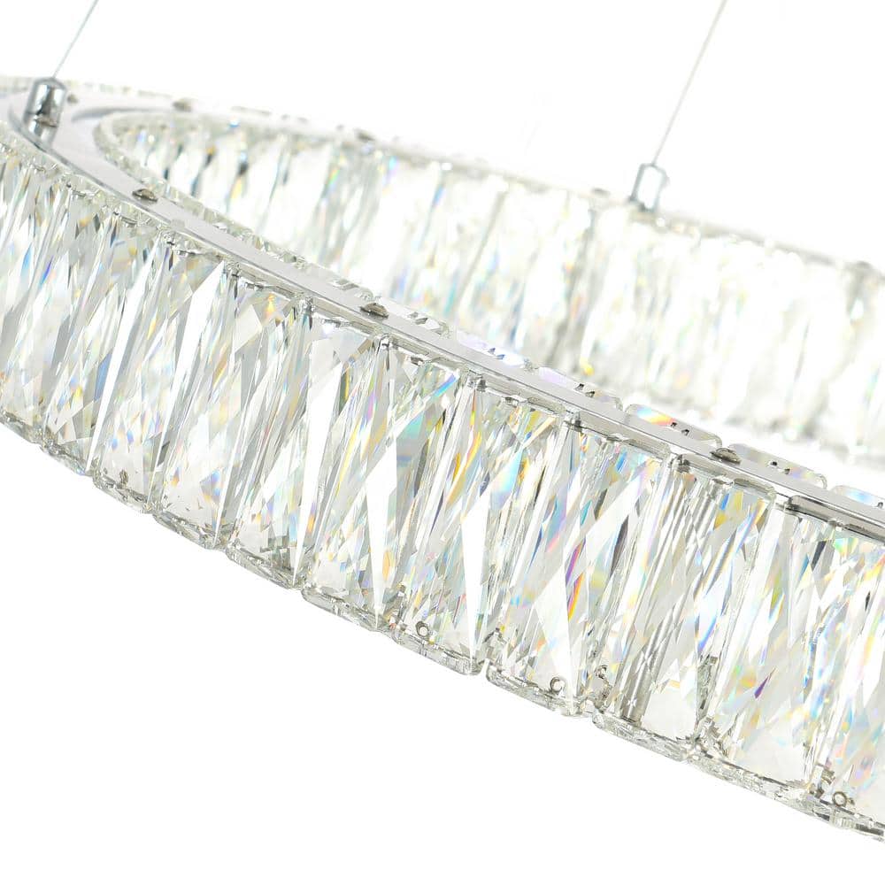 Madeline 3-Ring Chrome Crystal LED Chandelier 32"