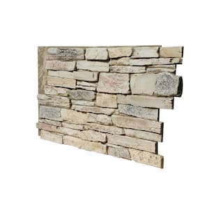 Ledge Stone 48 in. x 24.25 in. Polyurethane Interlocking Siding Panel in Frosted Blush