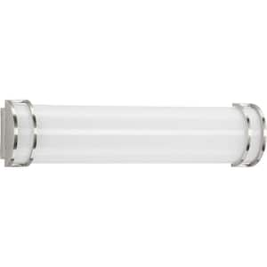 LED Bath Light Collection 24" Brushed Nickel White Shade Modern Bath Vanity Light