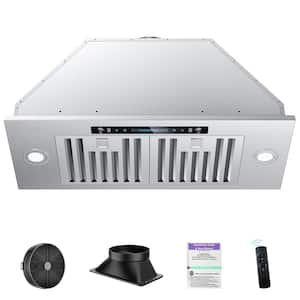 28 in. 600CFM Convertible Insert Range Hood in Stainless Steel with 4-Speed Gesture Control and Touch Panel