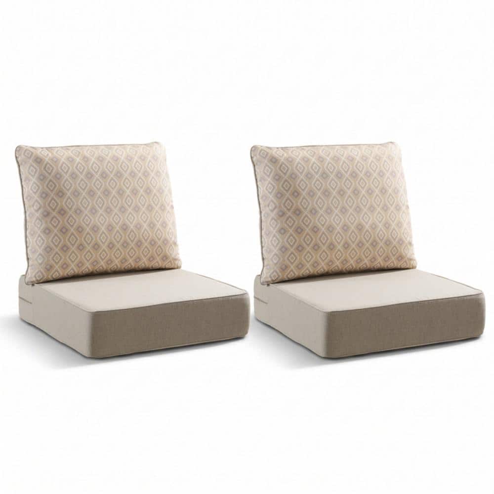 Duraolex 24in. W x 24in. D x 6in. Thick 4-Piece Deep Seating Outdoor Lounge Chair Olefin Cushion, Beige/Diamond Geo price history on PriceWatchPro