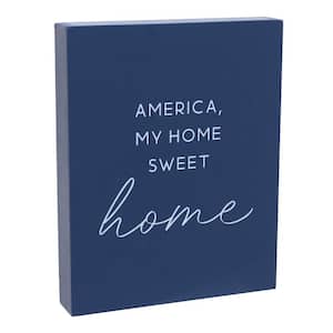 Americana Blue Boxed Wall Art with Typography
