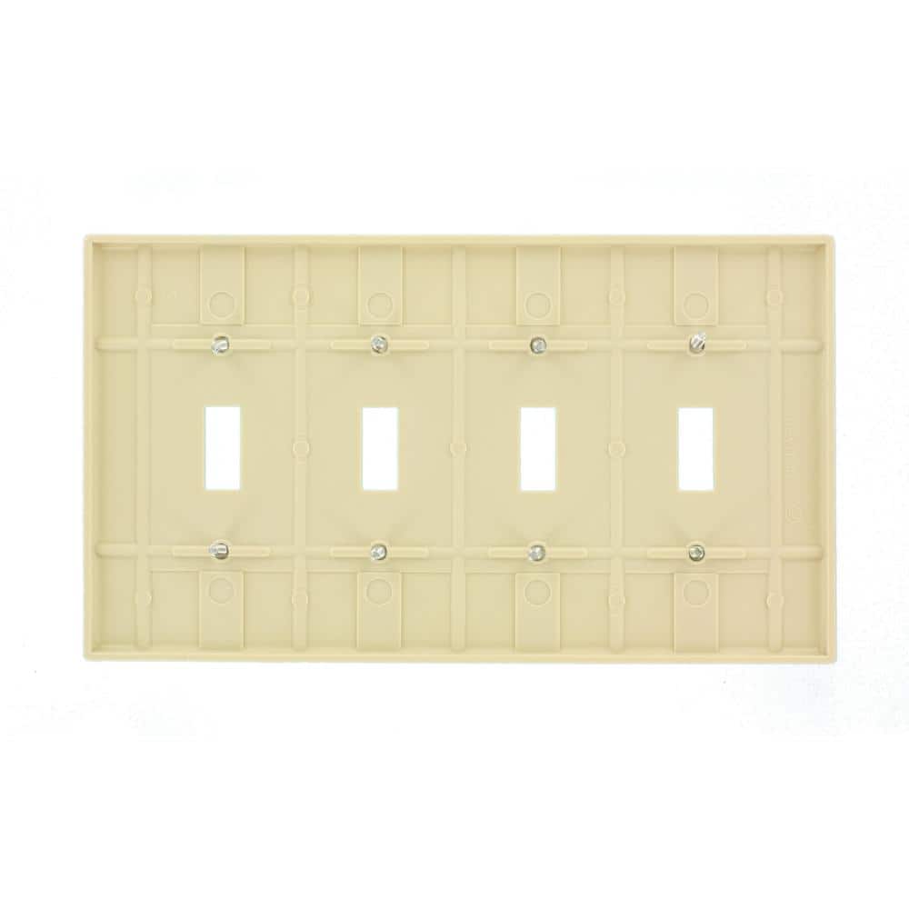 Ivory Thermoset 4-Gang Toggle Switch Wall Plate