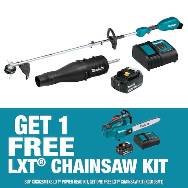 18V LXT Brushless Power Head Kit w/ String Trimmer and Leaf Blower Attachments, 4. 0Ah with bonus LXT 18V Chainsaw Kit