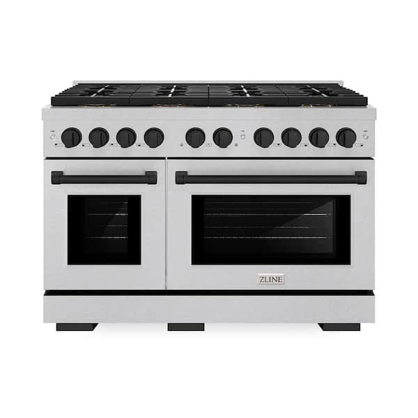 Autograph 48 in. 6.7 cu. ft. Paramount Gas Range with 8-Burner DuoPro Cooktop and Dual Ovens in Satin and Matte Black