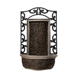 30.31 in H Waterfall Fountain with Pump Stone/black Polyresin/Metal Indoor Outdoor Wall Mounted, Wall-Hanging Fountains