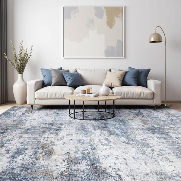 Morning Blue 6 ft. x 9 ft. Modern Abstract Area Rug