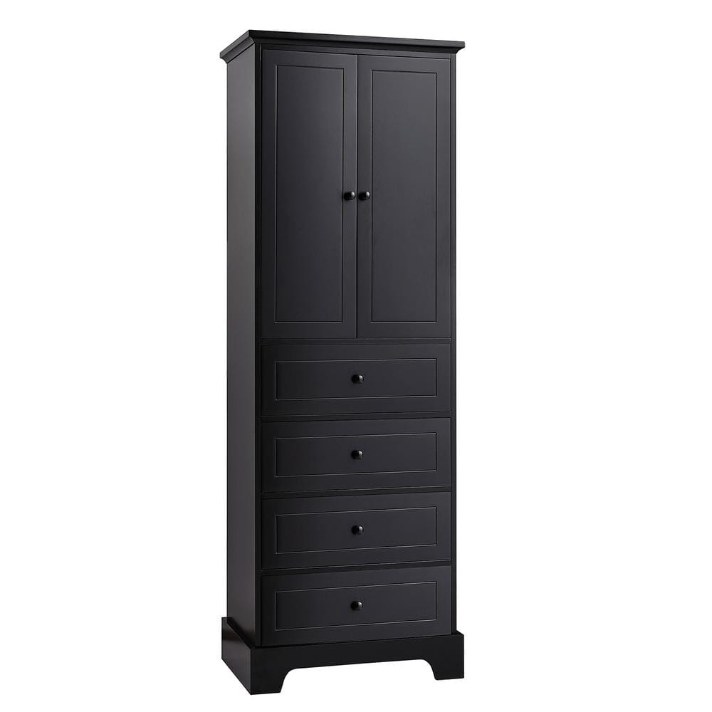 Spaco Black Storage with 2Doors and 4Drawers, Adjustable