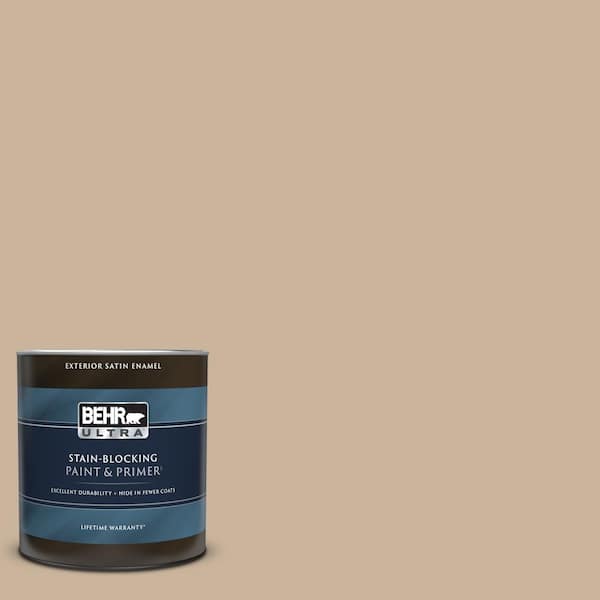 BEHR ULTRA 1 qt. #PPU4-07 Mushroom Bisque Satin Enamel Exterior Paint ...