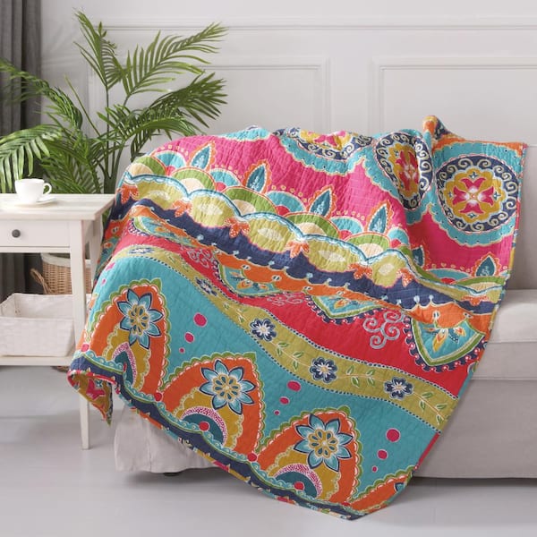 LEVTEX HOME Amelie Multicolored Boho Quilted Cotton Throw Blanket