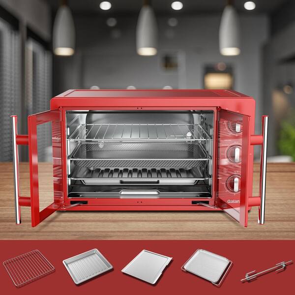 Galanz 1800 W 6-Slice Retro Toaster Oven in Hot Rod Red with Air