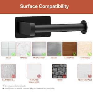 Self-Adhesive Stainless Steel Single Post Wall Mounted Toilet Paper Roll Holder Stand No Drilling in Matte Black