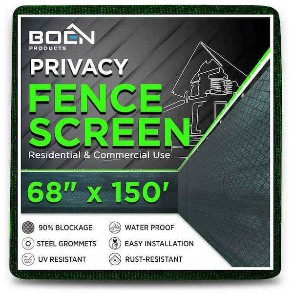 BOEN 68 in. x 150 ft. Green Privacy Fence Screen Netting Mesh with Reinforced Grommet for Chain link Garden Fence