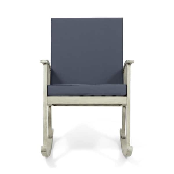 Casa Light Grey Wood Patio Outdoor Rocking Chair with Dark Grey Cushions (2-Pack)