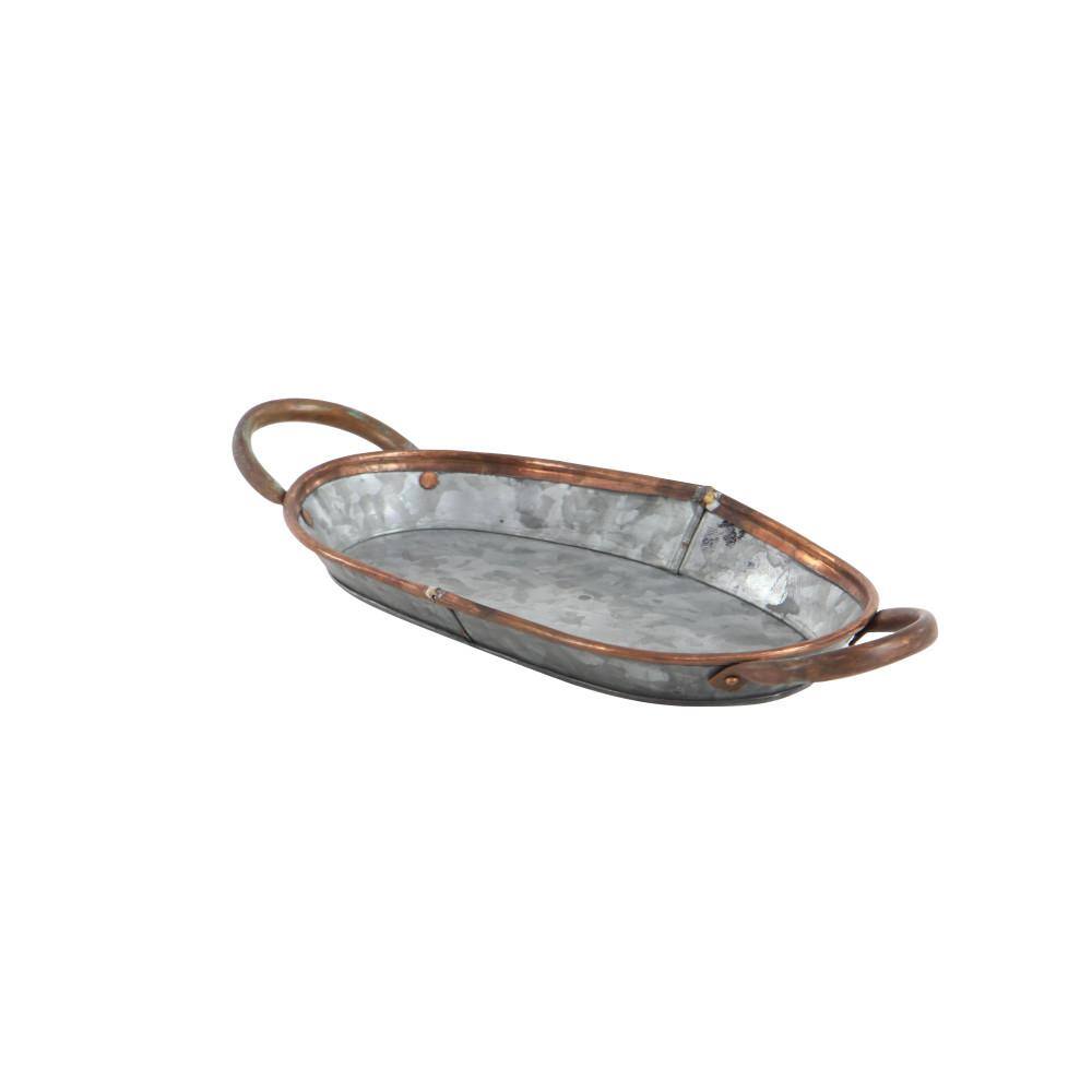 Set of 3 Oval Galvanized Metal Decorative Trays