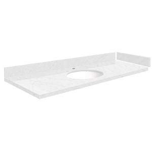 Silestone 60.75 in. W x 22.25 in. D Quartz White Round Single Sink Vanity Top in Statuario