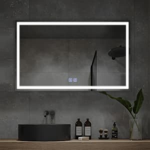 51 in. W x 32 in. H Rectangular Frameless LED Anti-Fog Dimmable Bathroom Vanity Mirror in Silver