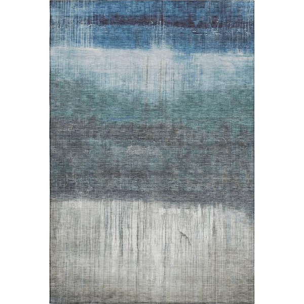 Mayfield Premium Machine Washable Abstract AMF2118 Blue 9 ft. x 12 ft. Area Rug