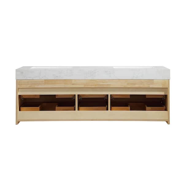 60 in. W x 20.8 in. D x 21.3 in. H Wall Mounted Floating Wood Bath Vanity Cabinet with White Resin Top Assembled