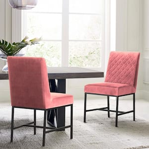 Napoli Pink Velvet and Black Leg Modern Accent Dining Chair (Set of 2)