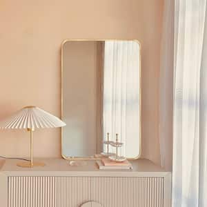 20 in. W x 30 in. H Modern Rectangular Aluminum Alloy Gold Rounded Corner Wall Mirror/Decorative Mirror