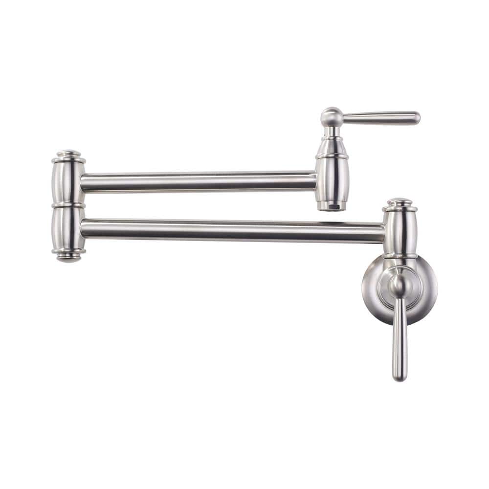 IVIGA Retro Wall Mounted Brass Pot Filler with 2 Handles in Brushed