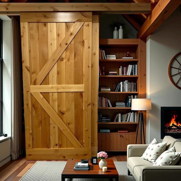 LUBANN Double 36 in. x 84 in. Unfinished Alder Wood Bypass Sliding