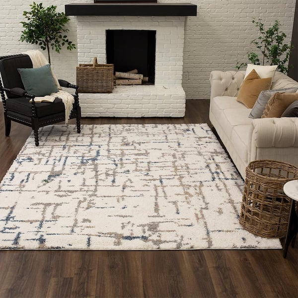 Relee White/Grey 7 ft. 10 in. x 10 ft. Abstract Indoor Area Rug