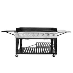 8-Burner Event Propane Gas Grill with 2 Folding Side Tables