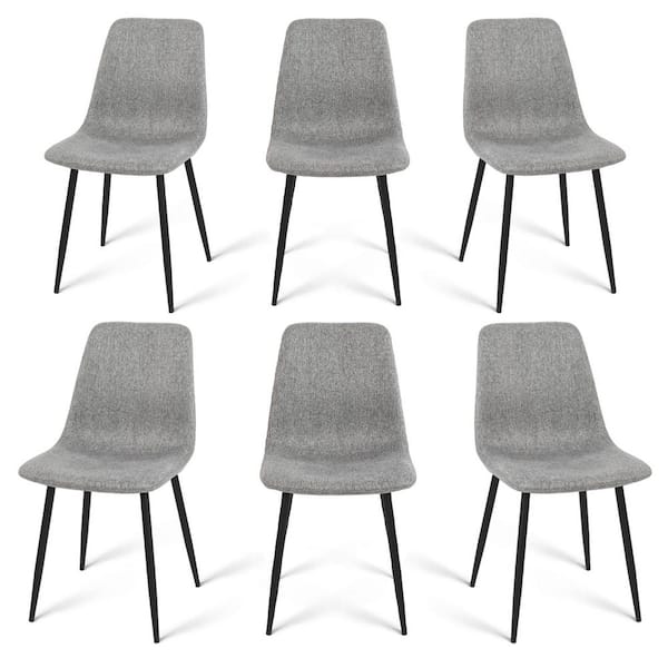 LAOTIES Upholstered Gray Dining Side Chair (Set of 6)