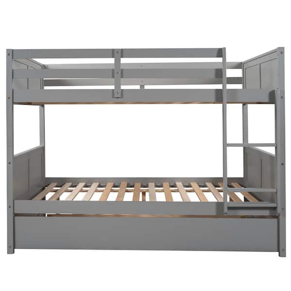 ATHMILE Gray Wood Frame Full Bed Frame