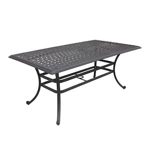 Espresso Brown Aluminum Rectangle Outdoor Dining Table