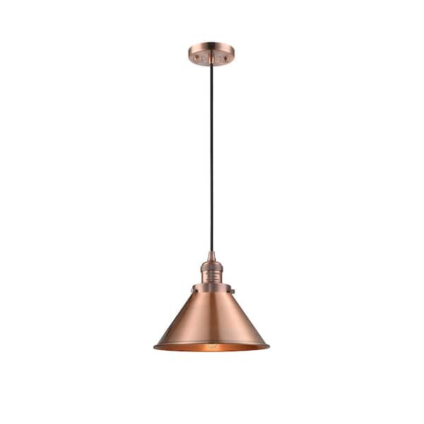 Innovations Briarcliff 1-Light Antique Copper Cone Pendant Light with Antique Copper Metal Shade