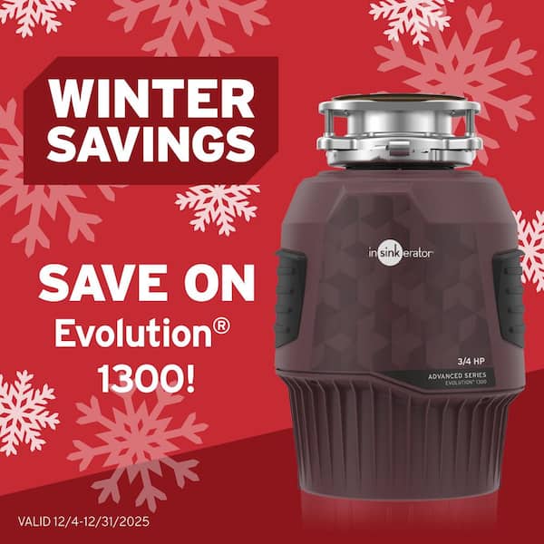 Evolution 1300, 3/4 HP Garbage Disposal, Continuous Feed Food Waste Disposer w EZ Connect Cord & Putty-Free Sink Seal