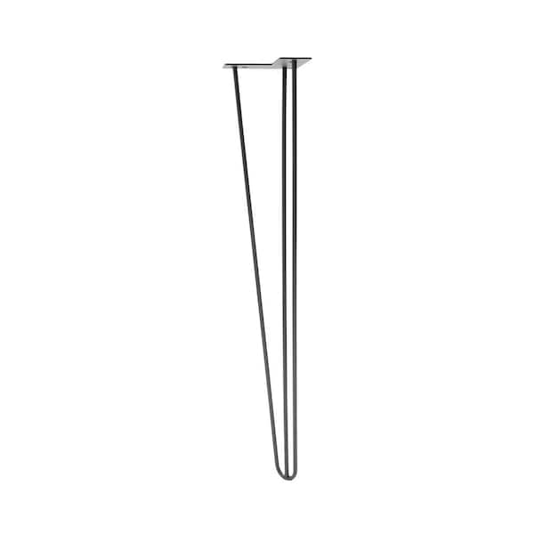 Waddell 28 in. Hairpin Table Leg, Black, 16-Gauge Steel Pre-Drilled Holes for Quick Installation 3/8 in. Thick, 5 in. Dia