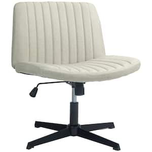 Fabric Swivel Office Desk Chair, Computer Chair with Adjustable Height in Beige with Arms